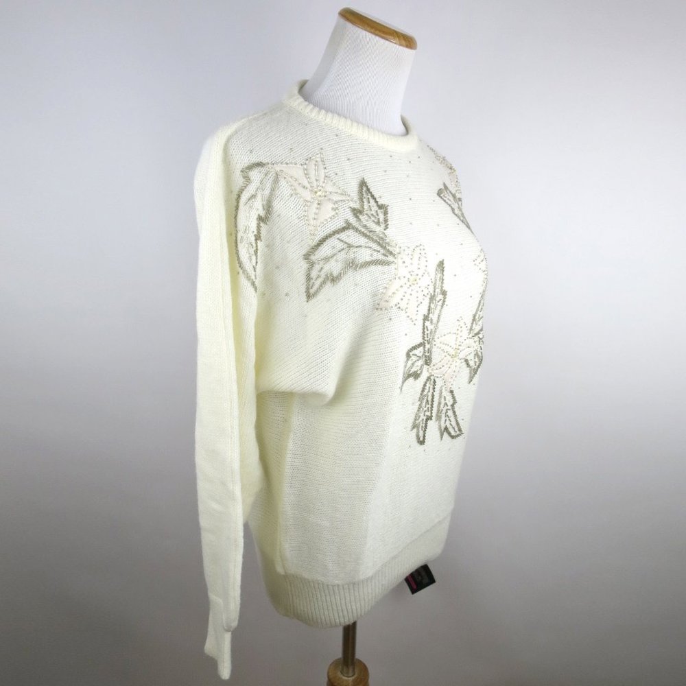 Vtg 80s Deadstock Beaded Sweater Size L - Picture 3 of 11